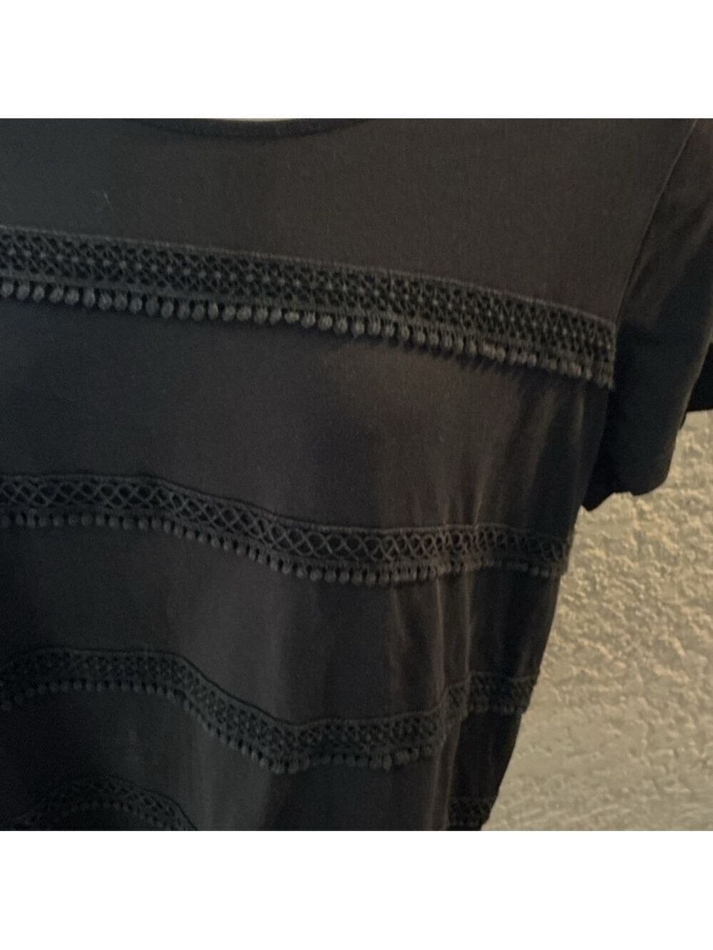 Women's Talbots Black Short Sleeve Tee with Lace Trim - Plus 1X - Picture 7 of 11